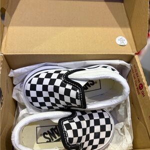 Vans Red and White Checkered Slip-Ons